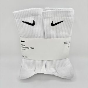 Nike Everyday Plus DriFit Cotton Cushion Socks L Mens 8-12 Womens 10-13 White